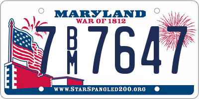 MD license plate 7BM7647