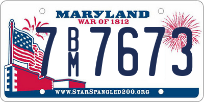 MD license plate 7BM7673