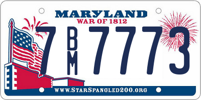 MD license plate 7BM7773