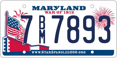 MD license plate 7BM7893