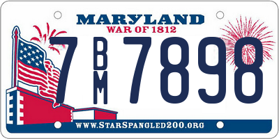 MD license plate 7BM7898