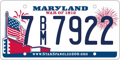 MD license plate 7BM7922