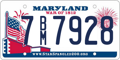 MD license plate 7BM7928