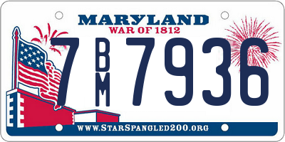 MD license plate 7BM7936
