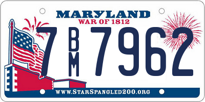 MD license plate 7BM7962