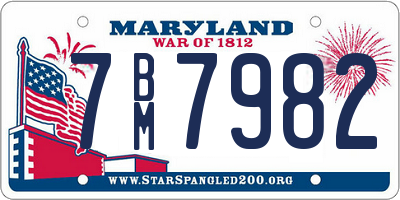 MD license plate 7BM7982
