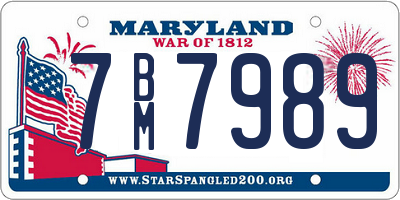MD license plate 7BM7989