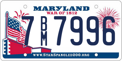MD license plate 7BM7996