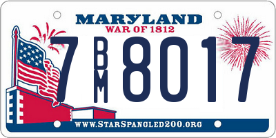 MD license plate 7BM8017