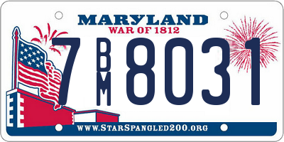 MD license plate 7BM8031