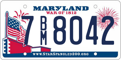 MD license plate 7BM8042