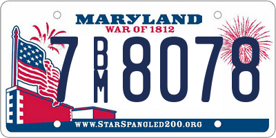 MD license plate 7BM8078