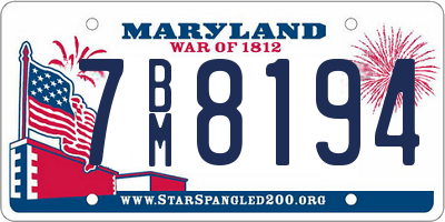 MD license plate 7BM8194