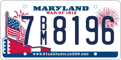 MD license plate 7BM8196