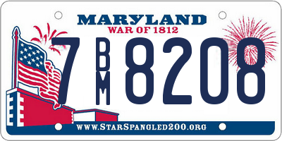 MD license plate 7BM8208