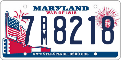 MD license plate 7BM8218