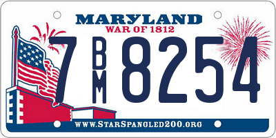 MD license plate 7BM8254