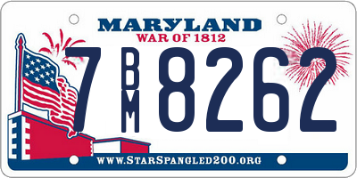 MD license plate 7BM8262