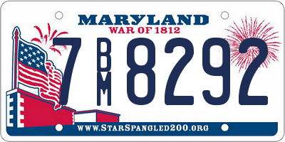 MD license plate 7BM8292