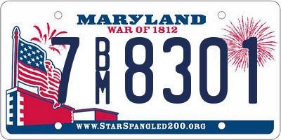 MD license plate 7BM8301