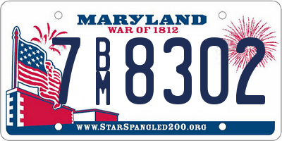 MD license plate 7BM8302