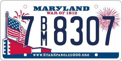 MD license plate 7BM8307