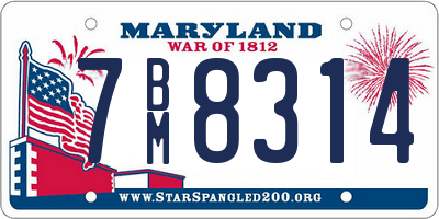 MD license plate 7BM8314