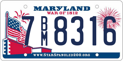 MD license plate 7BM8316