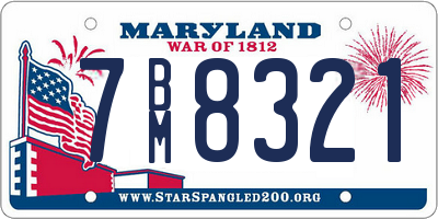 MD license plate 7BM8321