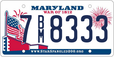 MD license plate 7BM8333