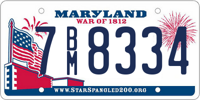 MD license plate 7BM8334