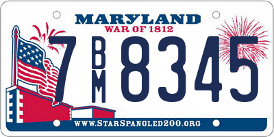 MD license plate 7BM8345