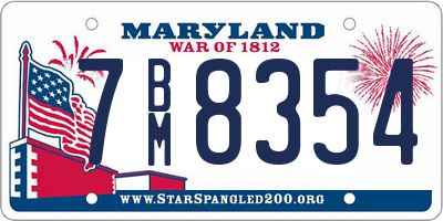 MD license plate 7BM8354