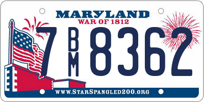 MD license plate 7BM8362