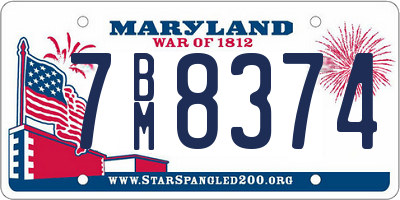 MD license plate 7BM8374