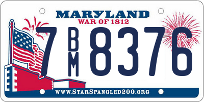 MD license plate 7BM8376