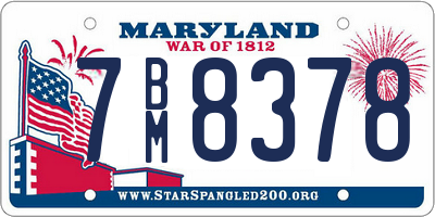 MD license plate 7BM8378