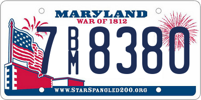 MD license plate 7BM8380