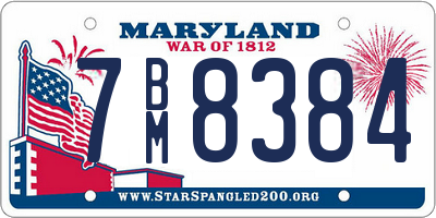 MD license plate 7BM8384