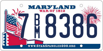 MD license plate 7BM8386