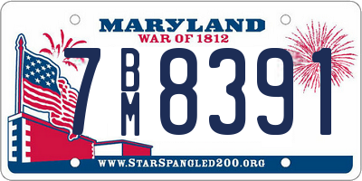 MD license plate 7BM8391