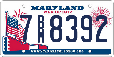 MD license plate 7BM8392