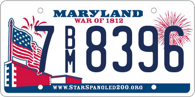 MD license plate 7BM8396