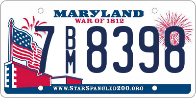 MD license plate 7BM8398