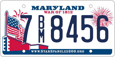 MD license plate 7BM8456