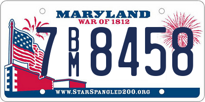 MD license plate 7BM8458