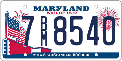 MD license plate 7BM8540
