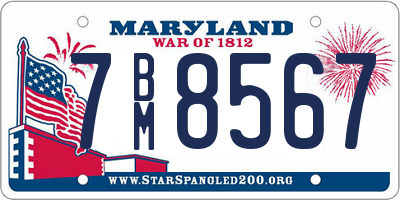 MD license plate 7BM8567