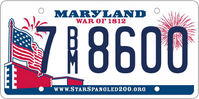 MD license plate 7BM8600