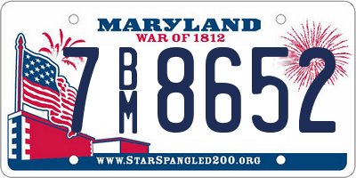 MD license plate 7BM8652